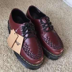 Brand new Dr Martens burgundy platform loafers